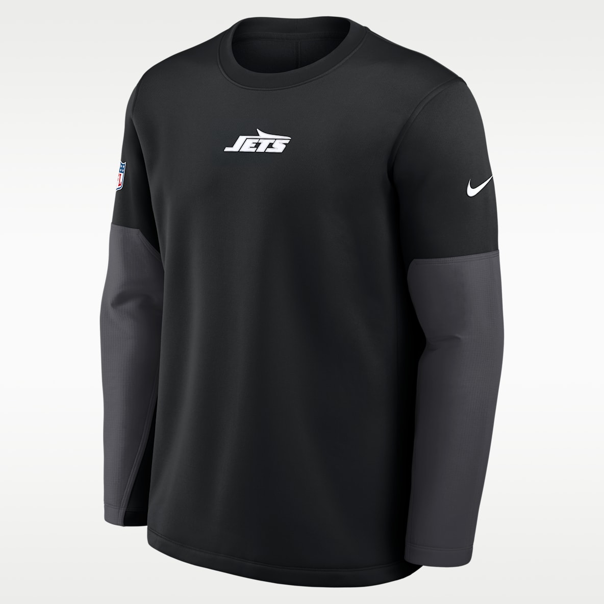 New York Jets Scripted To Win Sideline Coach Playera de manga larga Nike Therma-FIT de la NFL para hombre