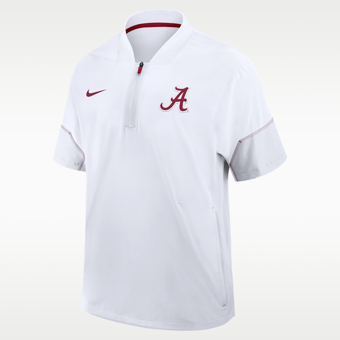 Alabama Sideline Coach Men's Nike College 1/2-Zip Short-Sleeve Hooded Jacket