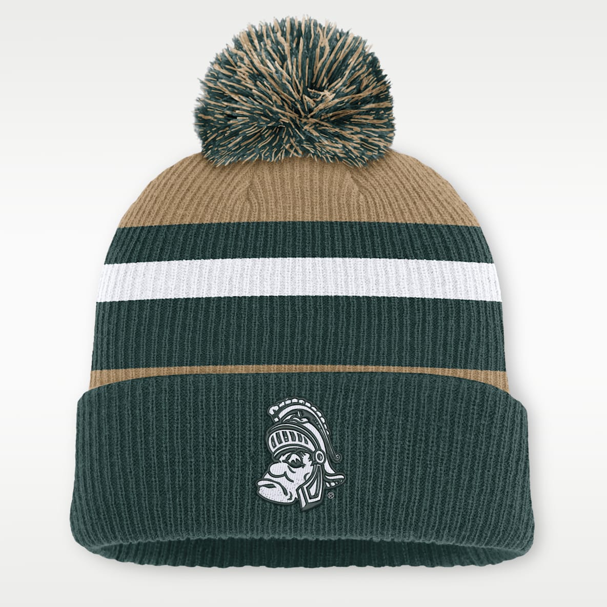 Michigan State Legacy Striped Men's Nike College Cuffed Pom Beanie