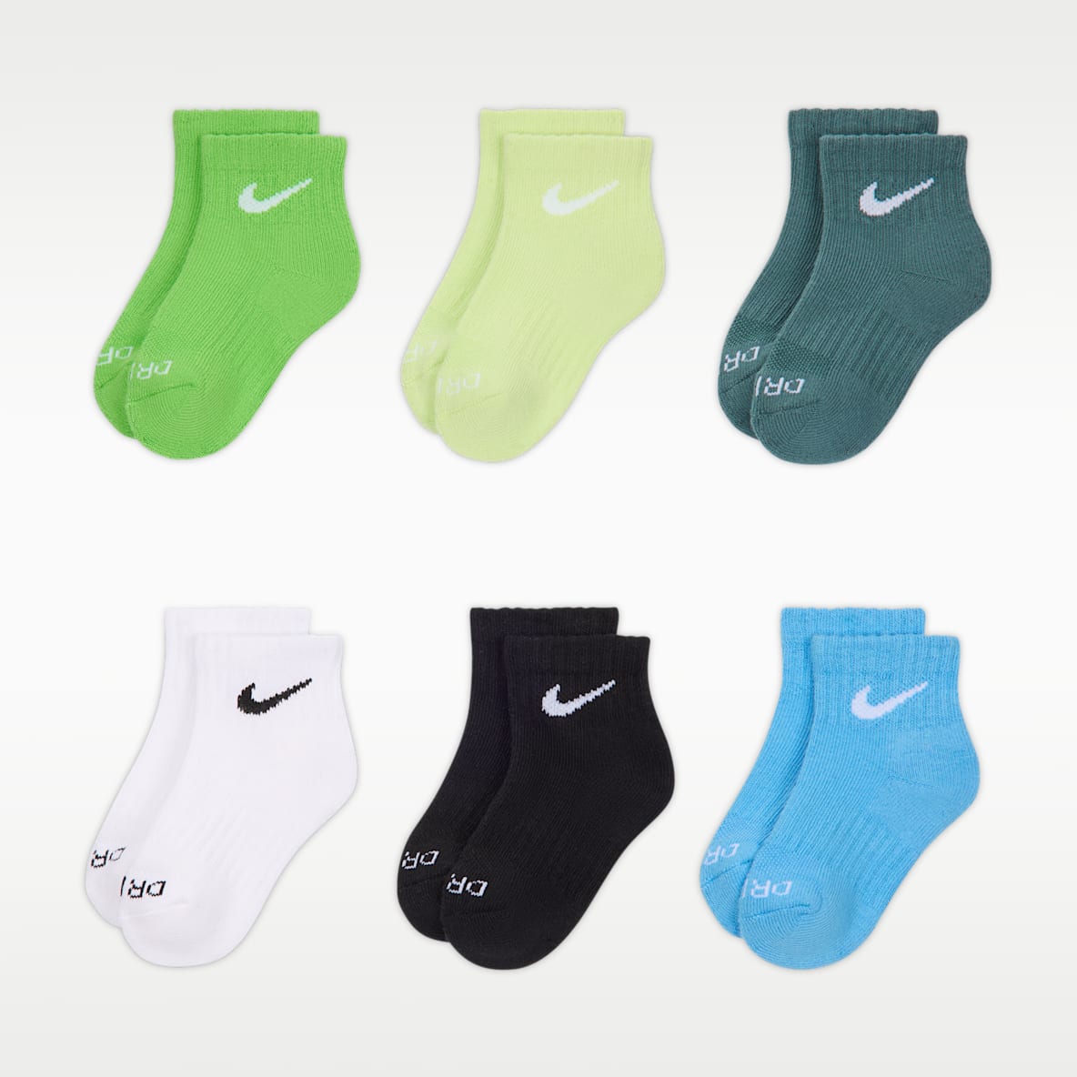 Nike Dri-FIT Performance Basics Little Kids' Ankle Socks (6 Pairs)