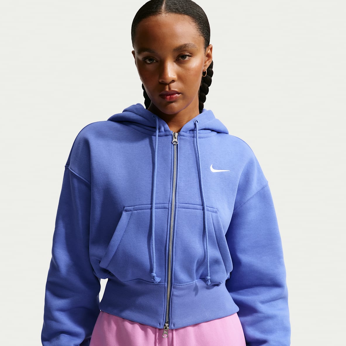 Nike Sportswear Phoenix Fleece Sudadera con gorro holgada cropped con cierre completo para mujer