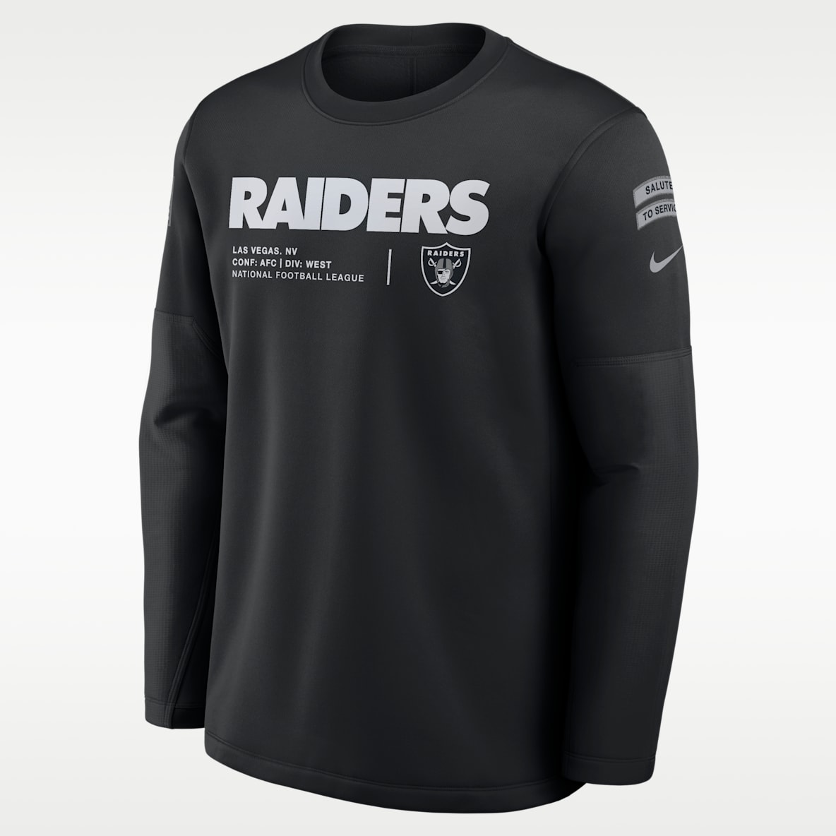 Las Vegas Raiders Salute to Service Sideline Coaches Sudadera de cuello redondo sin cierre Nike de la NFL para hombre