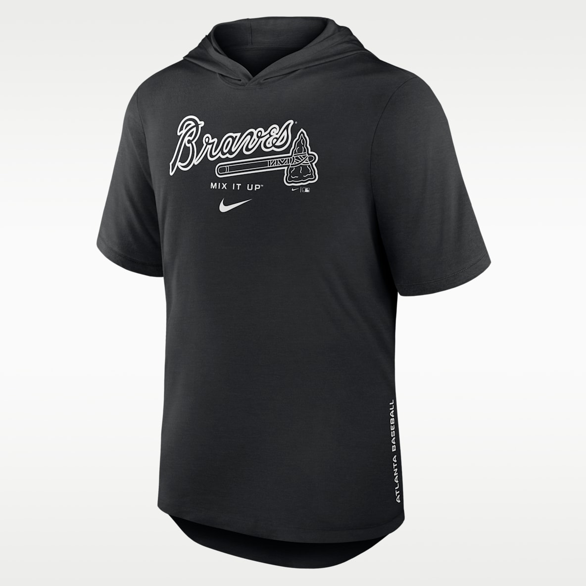 Atlanta Braves Arched Wordmark Men's Nike Dri-FIT MLB Hooded T-Shirt
