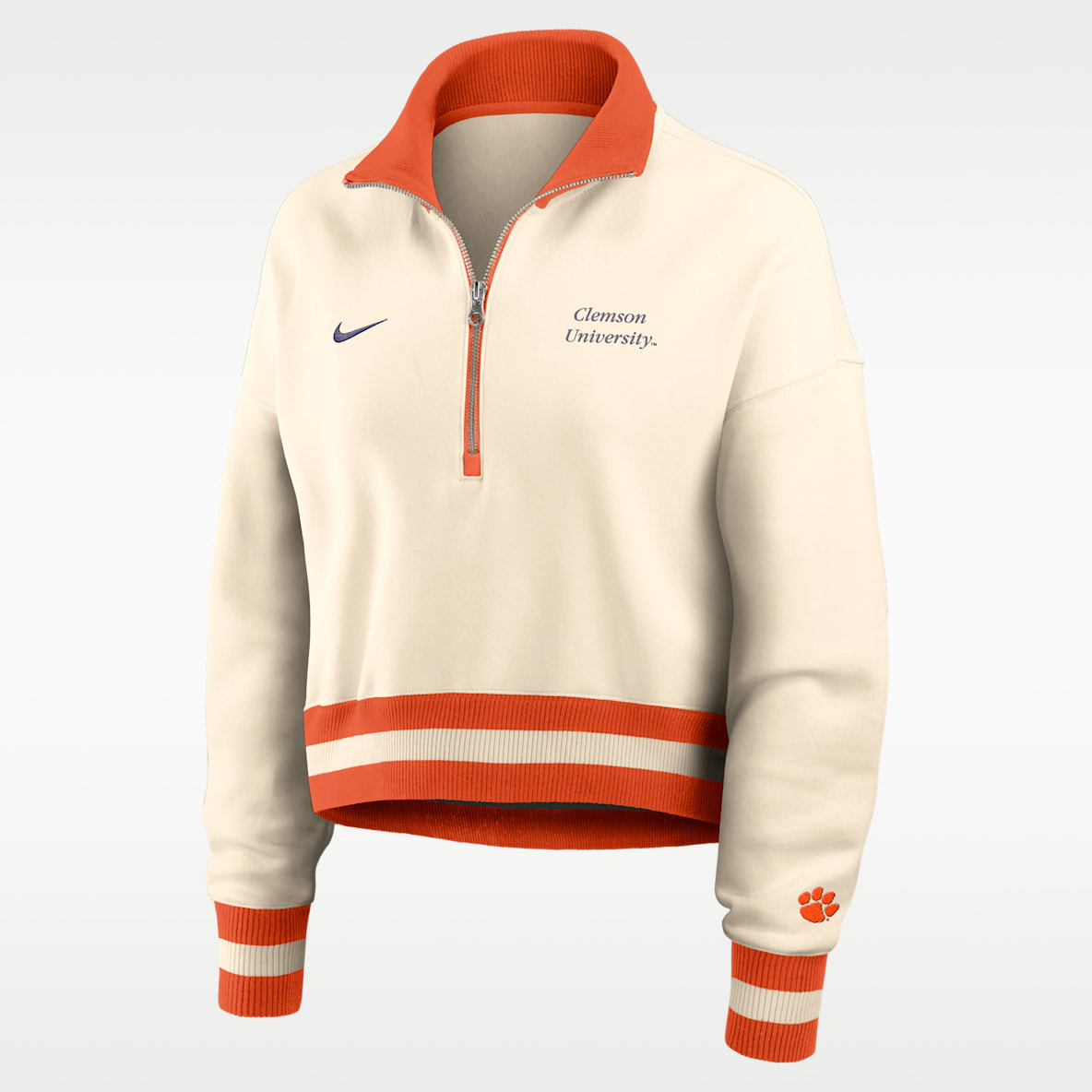 Clemson Legacy Women's Nike College Cropped 1/4-Zip Crew
