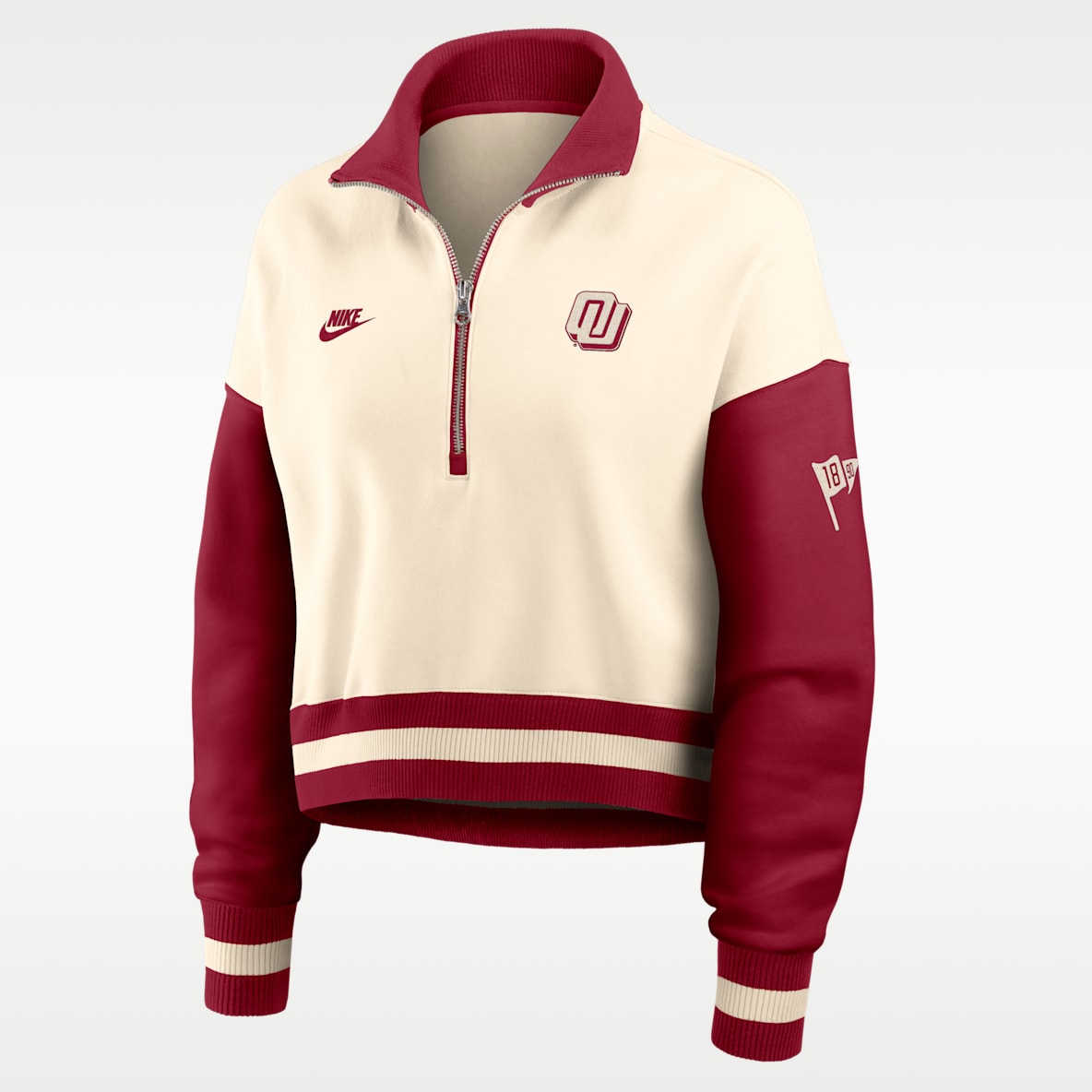 Oklahoma Legacy Women's Nike College Cropped Oversized 1/4-Zip Crew