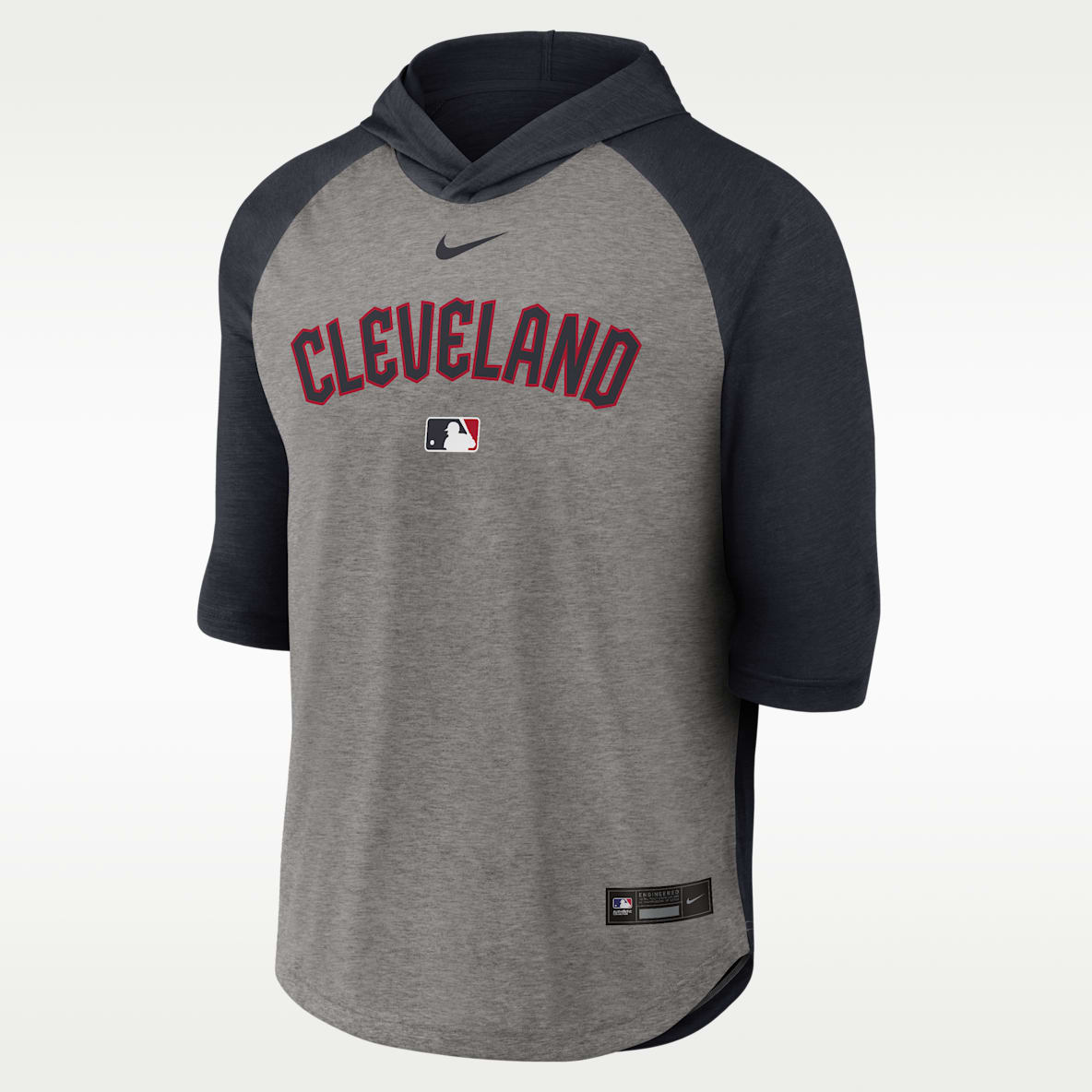 Cleveland Guardians Authentic Collection Flux Men's Nike Dri-FIT MLB 3/4-Sleeve Hooded T-Shirt