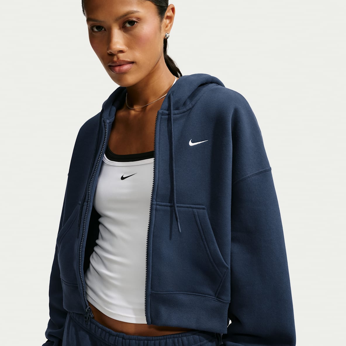 Nike Studio Fleece Medium Weight Women's Oversized Full-Zip Cropped Hoodie