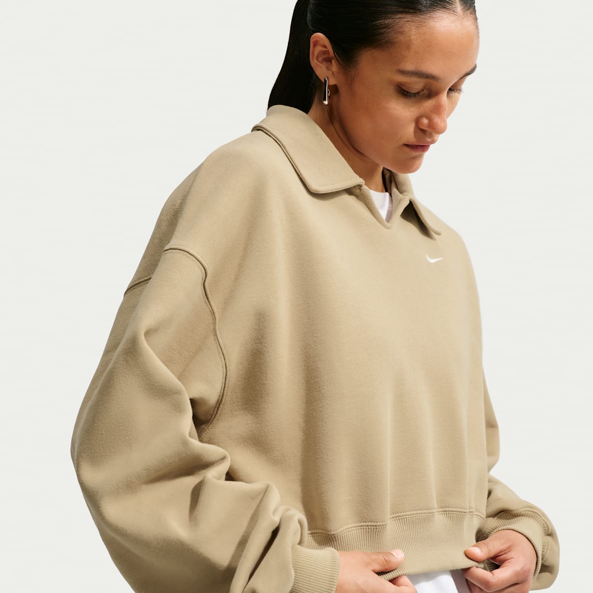 Nike Studio Fleece Medium Weight Women's Oversized Cropped Polo