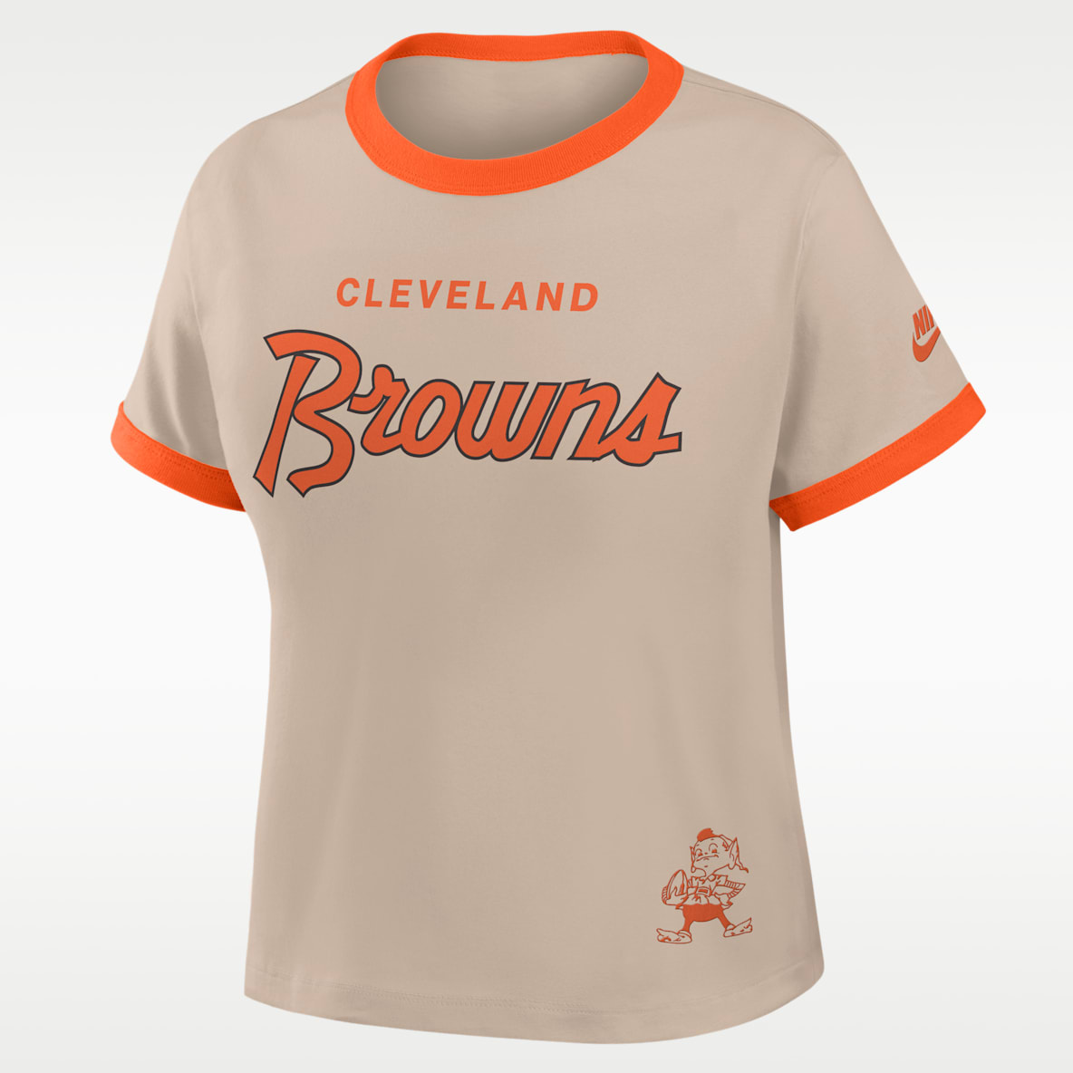 Cleveland Browns Rewind Ringer Mod Women's Nike NFL Cropped T-Shirt
