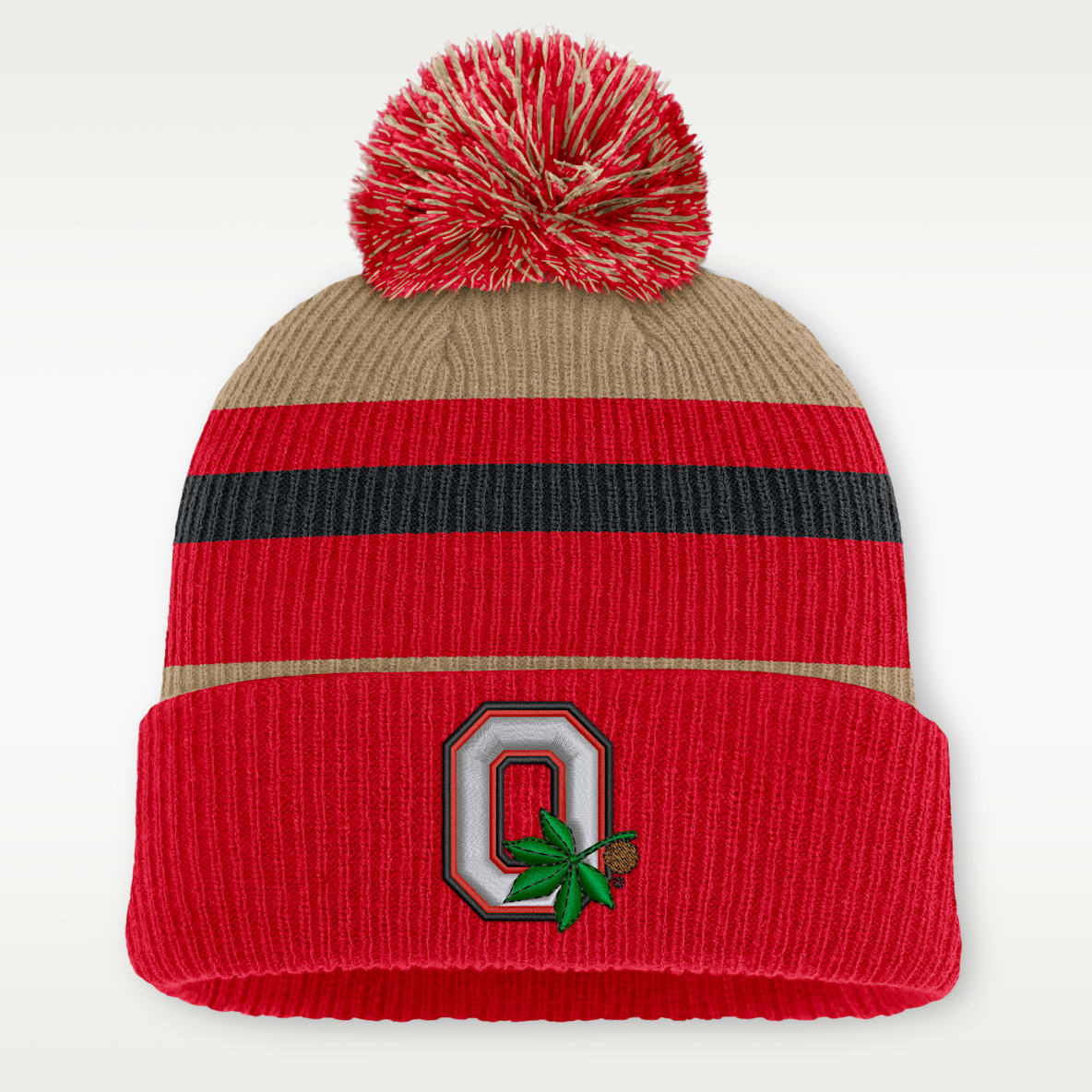 Ohio State Legacy Striped Men's Nike College Cuffed Pom Beanie