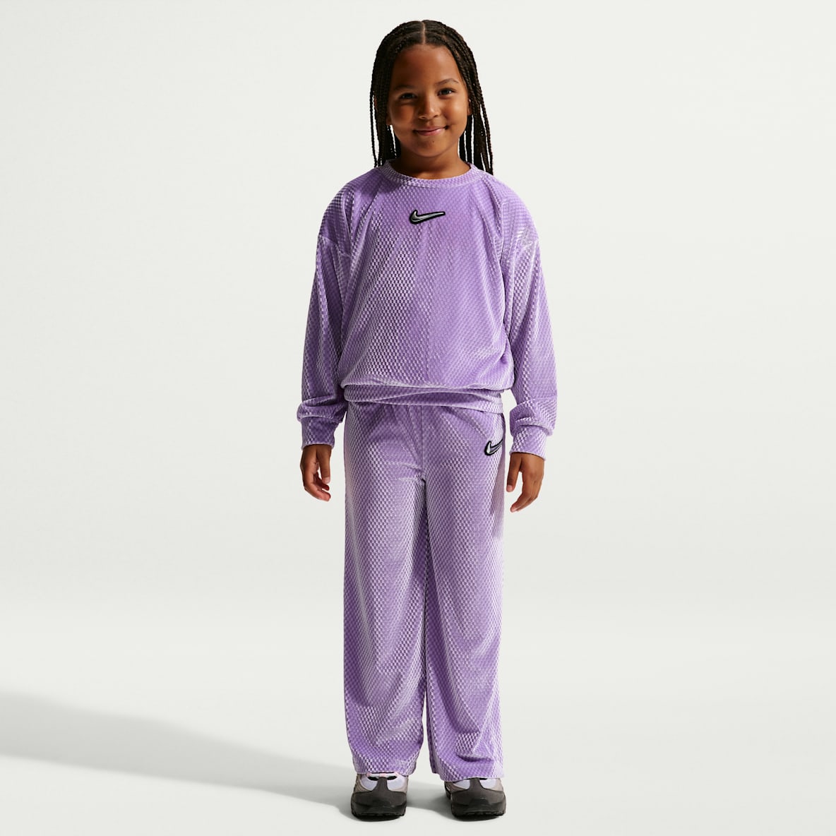 Nike Little Kids' Swoosh Sparkle 2-Piece Velvet Pants Set