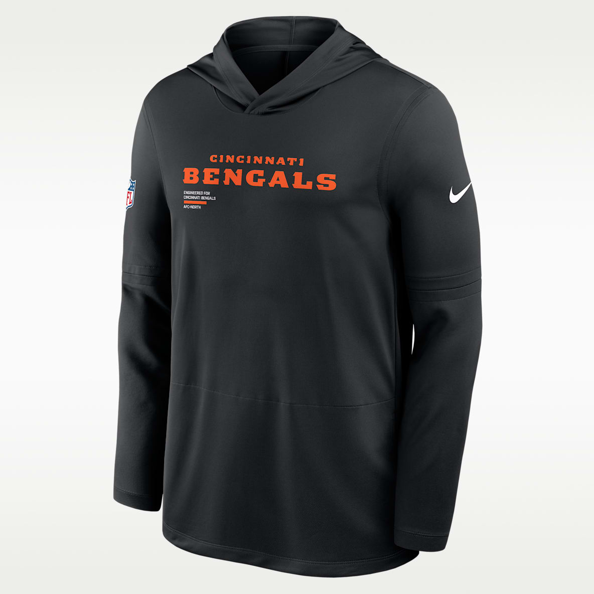 Cincinnati Bengals Pure Fury Sideline Playera de manga larga Nike Dri-FIT de la NFL con gorro para hombre