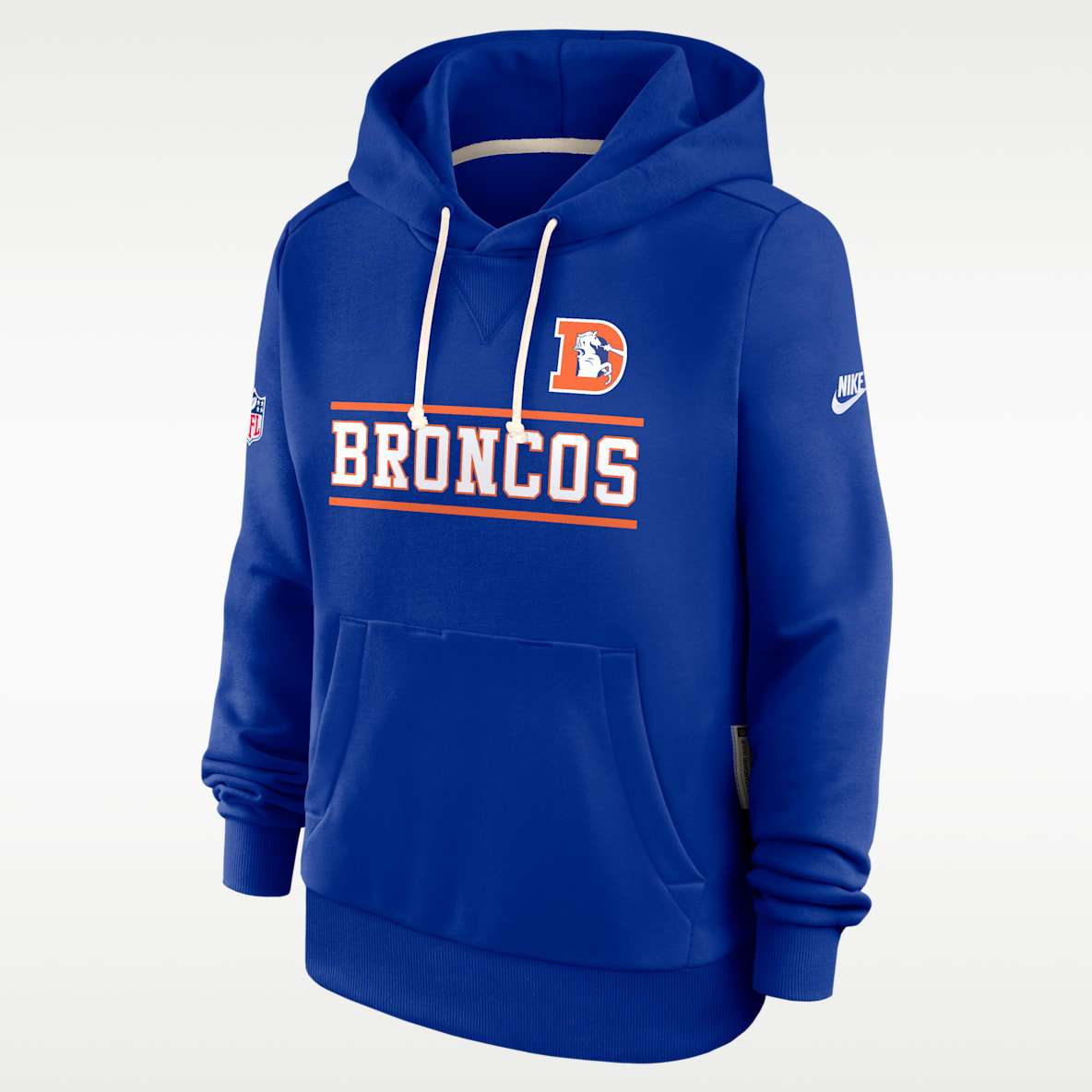 Denver Broncos Sideline Standard Issue Alt Sudadera con gorro sin cierre Nike Dri-FIT de la NFL para mujer