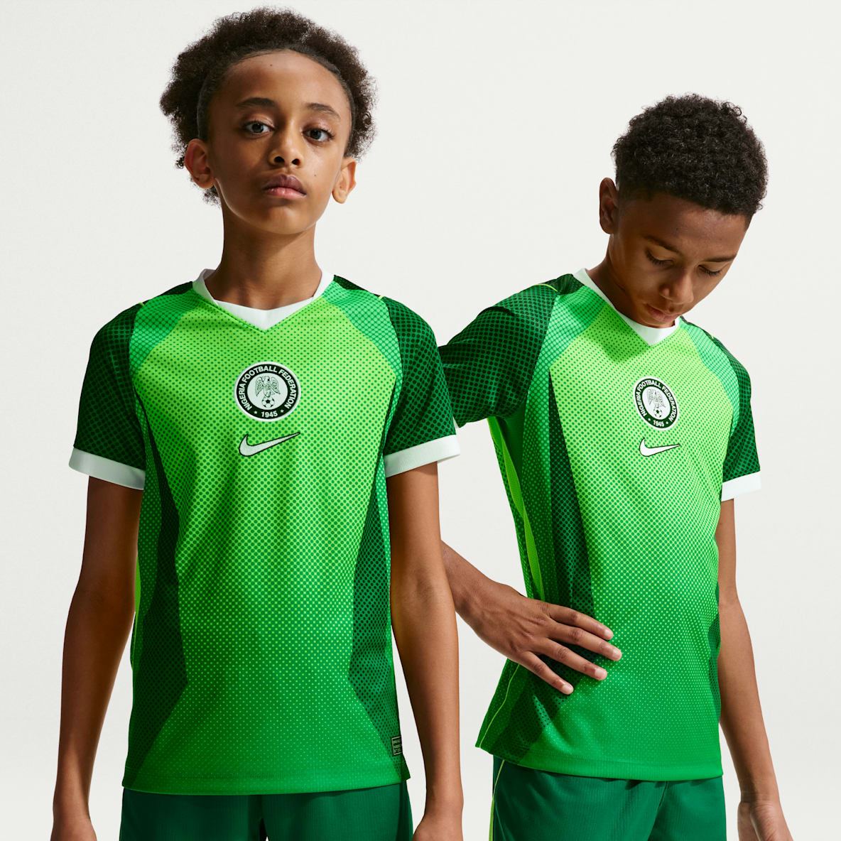 Nigeria local 2026 Stadium Jersey de fútbol de manga corta Nike Dri-FIT para niños talla grande