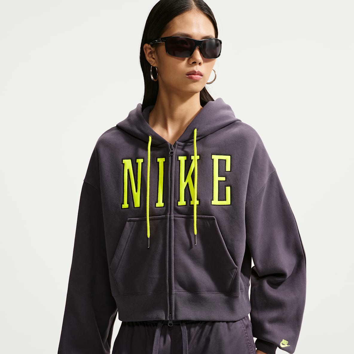Nike Studio Fleece Medium Weight Women's Oversized Full-Zip Cropped Hoodie