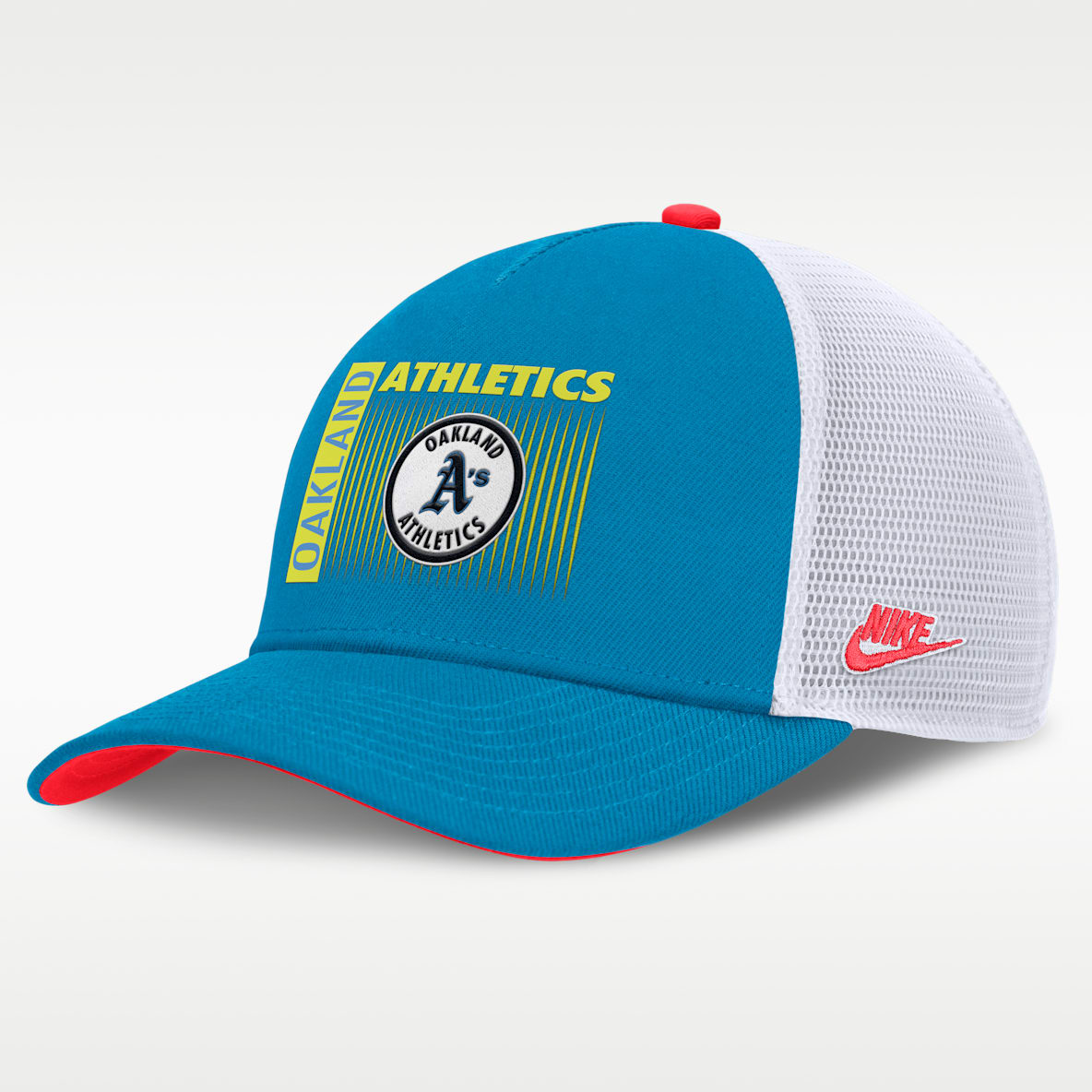 Athletics Neon 90s Rise Gorra de rejilla Nike Dri-FIT de la MLB ajustable para hombre