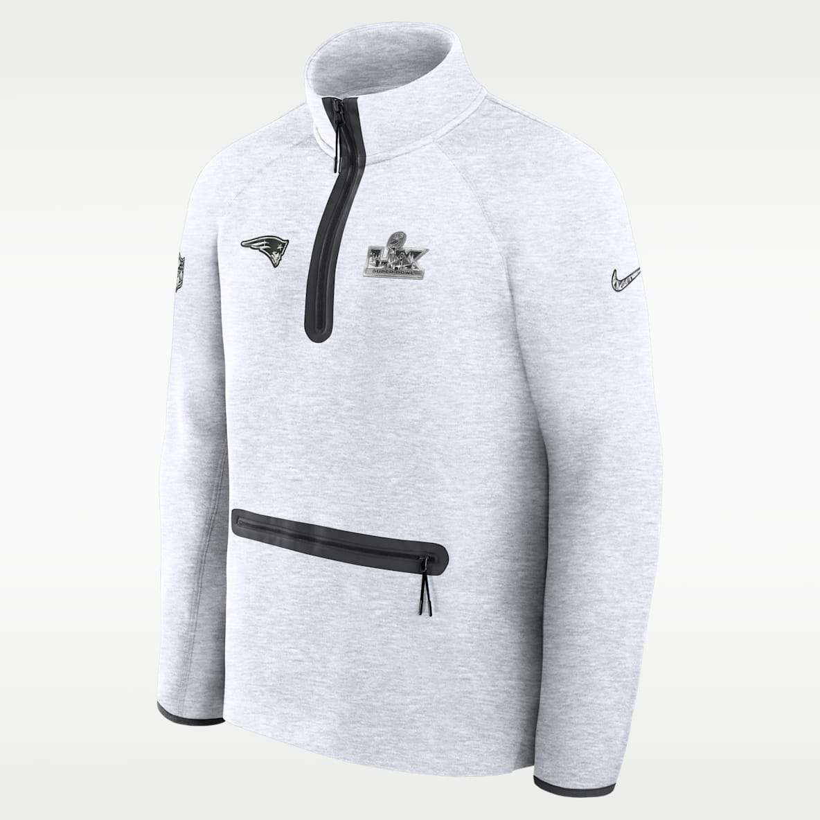 New England Patriots Super Bowl LX Opening Night Tech Fleece Playera Nike de la NFL de medio cierre para hombre