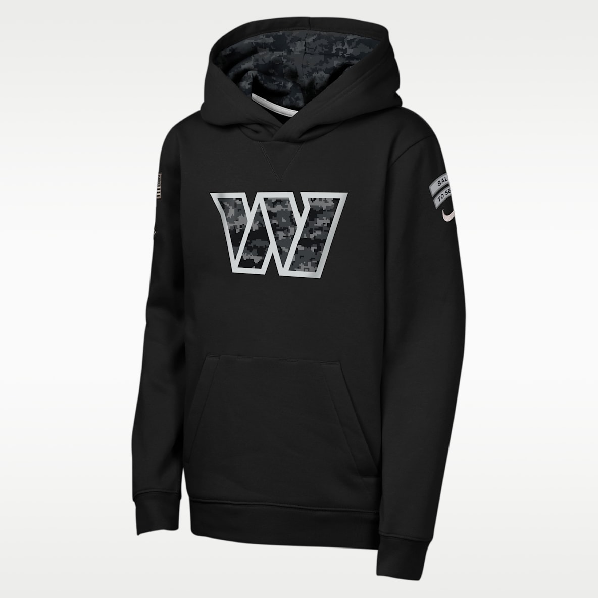 Washington Commanders Salute to Service Sideline Club Sudadera con gorro sin cierre Nike de la NFL para niños talla grande