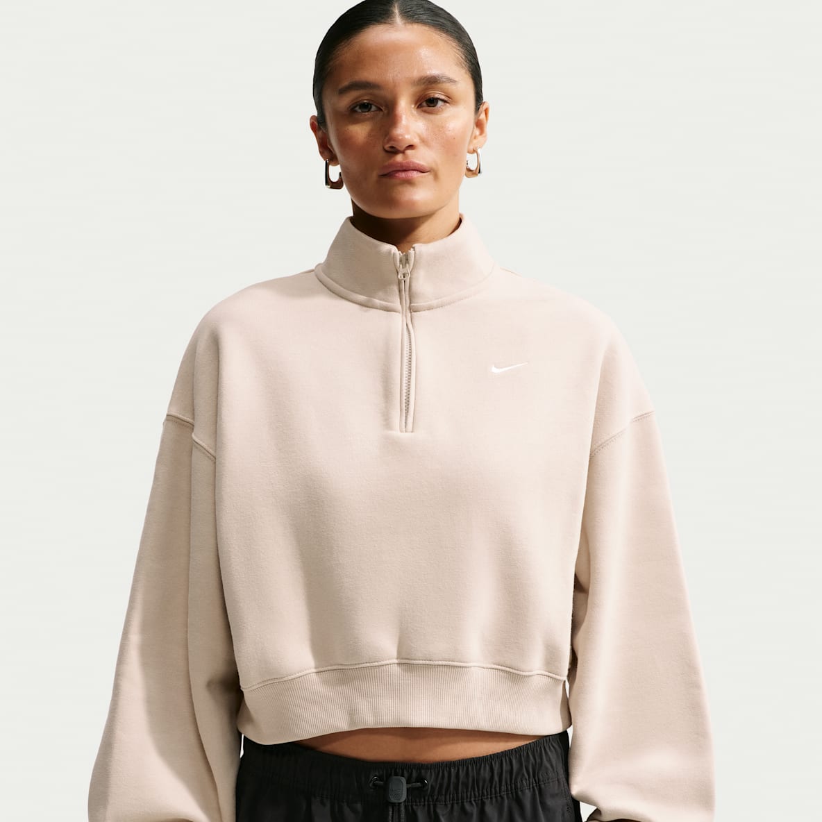 Nike Studio Fleece Medium Weight Women's Oversized 1/4-Zip Cropped Top