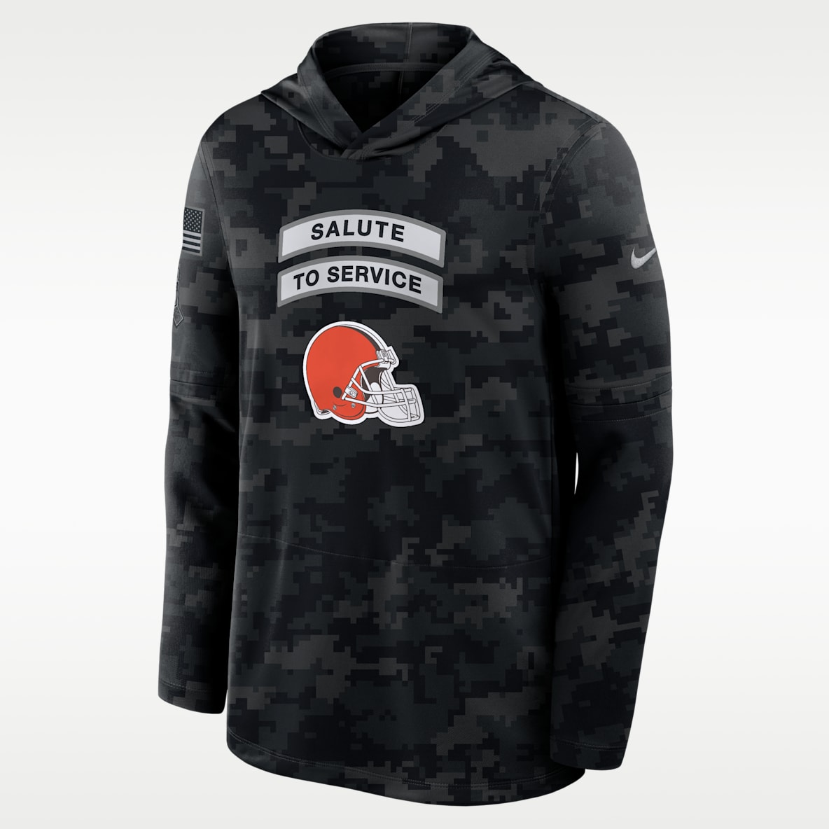 Cleveland Browns Salute to Service Sideline Men's Nike Dri-FIT NFL Long-Sleeve Hooded Top