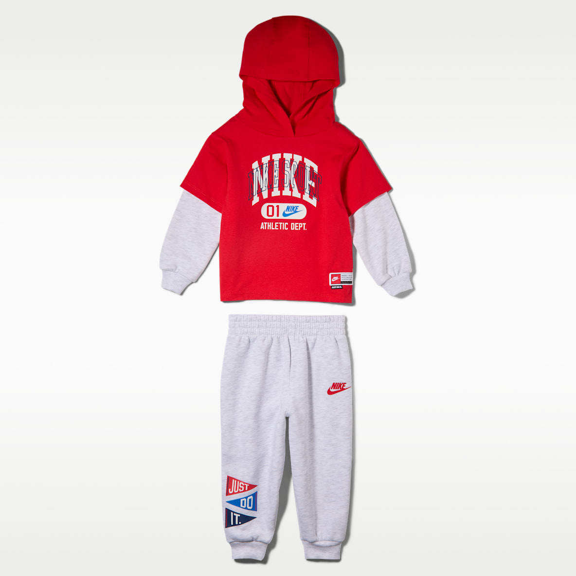 Nike Sportswear Conjunto de 2 piezas de sudadera con gorro sin cierre de tejido Fleece Multisport para bebé (12-24 meses)