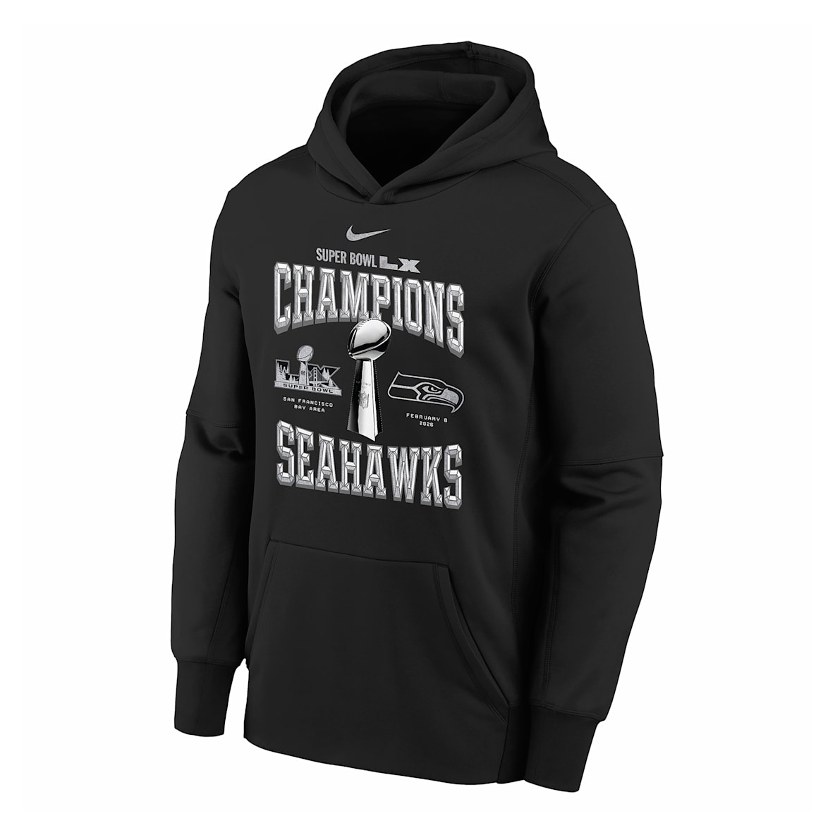 Seattle Seahawks Super Bowl LX Champions Trophy Collection Big Kids' Nike NFL Pullover Hoodie