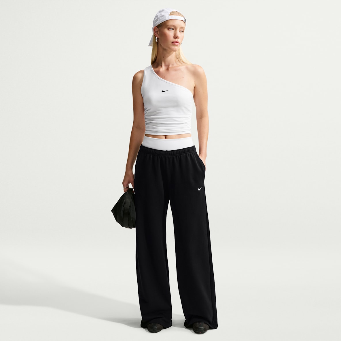Nike Studio Flece Fleece "French Terry" ligeros Pants de tiro medio y pierna amplia para mujer