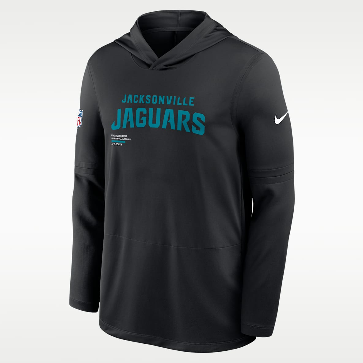 Jacksonville Jaguars Pure Fury Sideline Playera de manga larga Nike Dri-FIT de la NFL con gorro para hombre