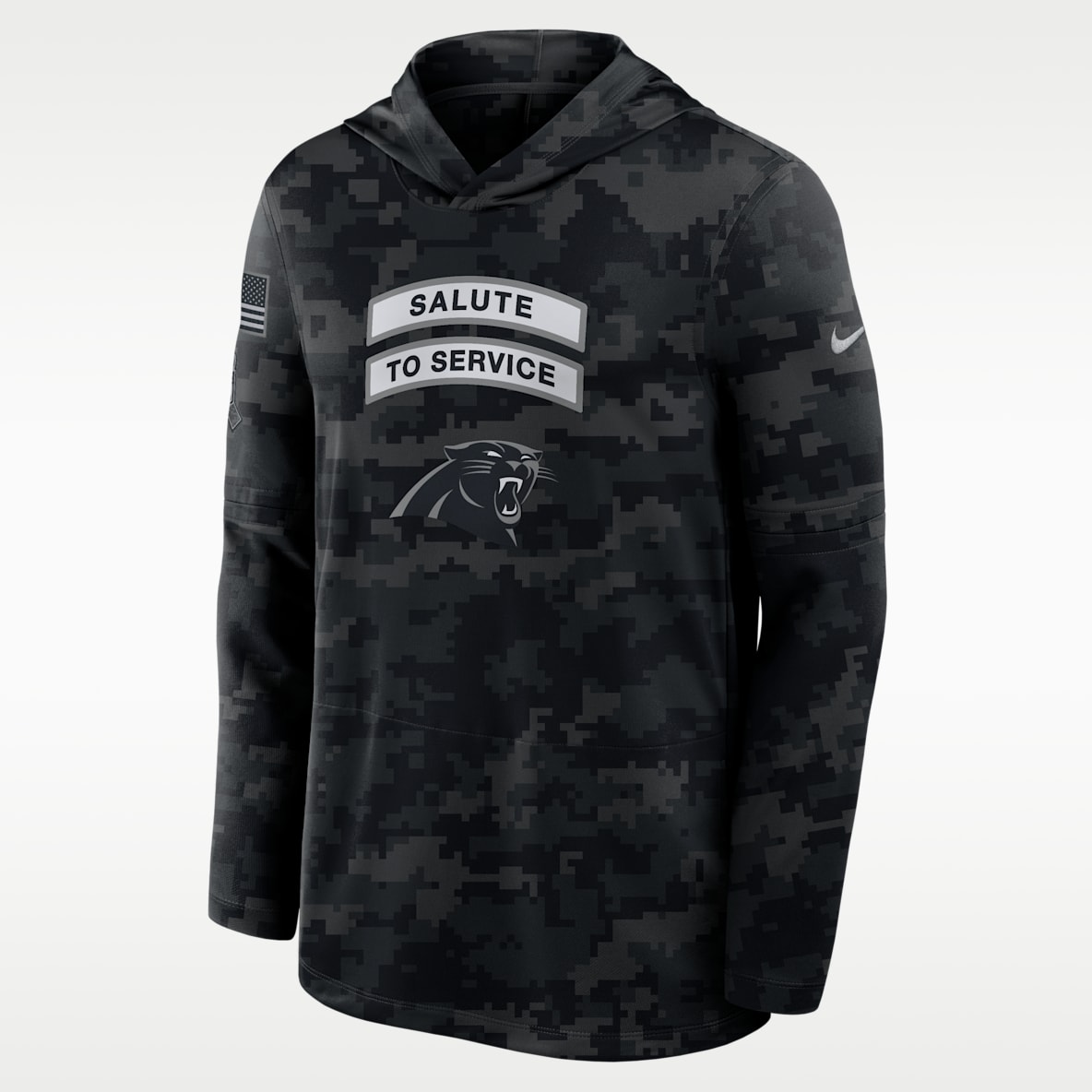 Carolina Panthers Salute to Service Sideline Men's Nike Dri-FIT NFL Long-Sleeve Hooded Top