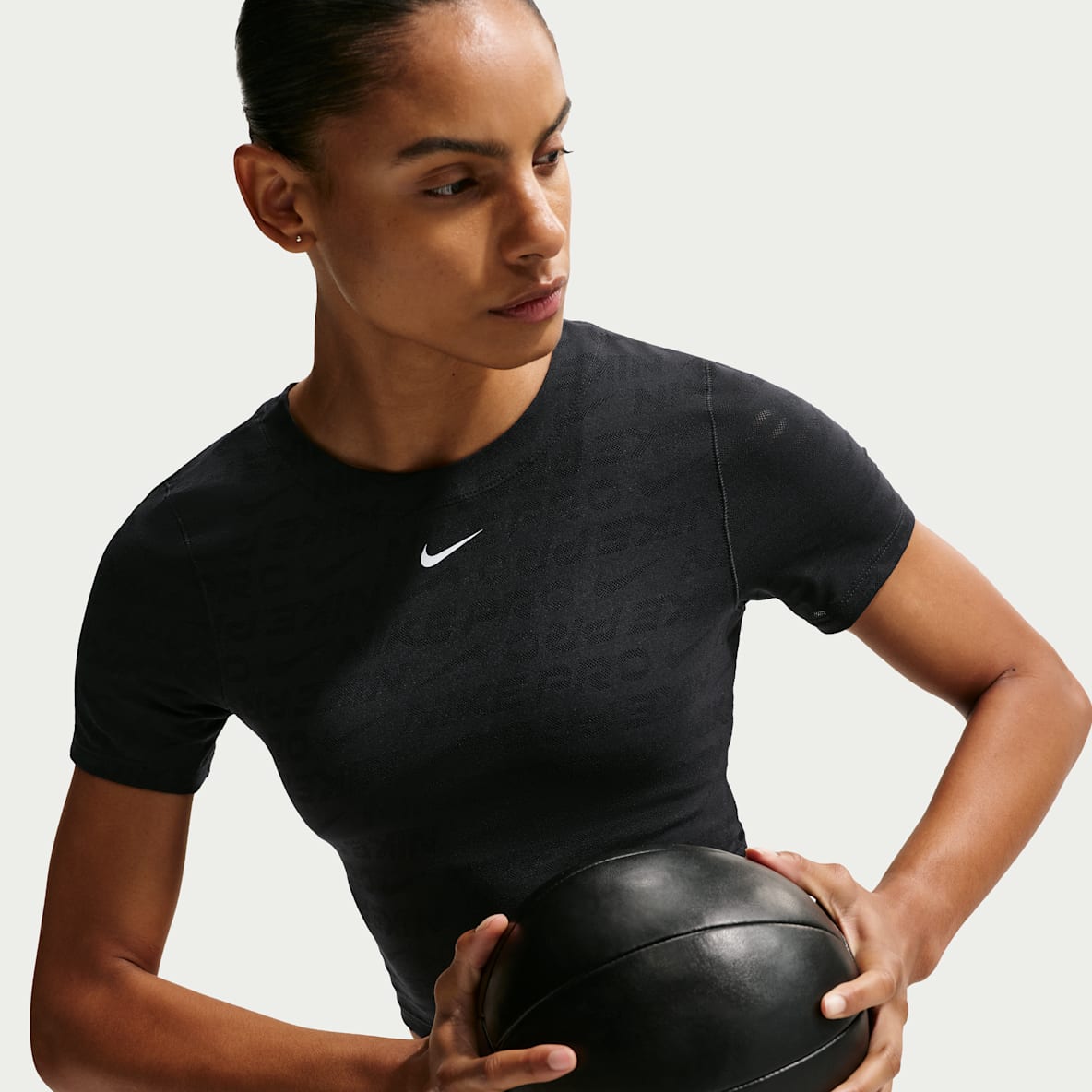 Nike Pro Playera de manga corta Dri-FIT de jacquard cropped para mujer