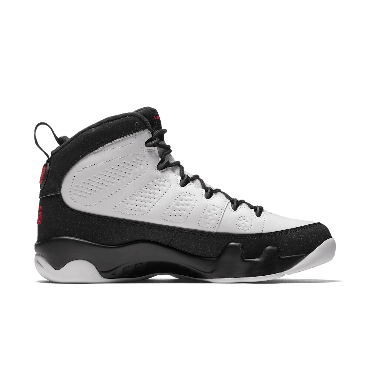 Official Nike Air Jordan 9 White Black heel view