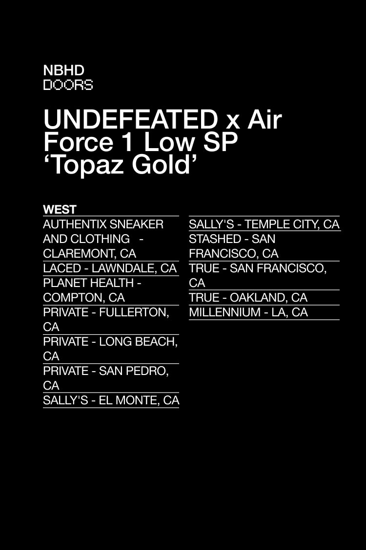 UNDEFEATED x Air Force 1 Low SP 'Topaz Gold' Launch Details