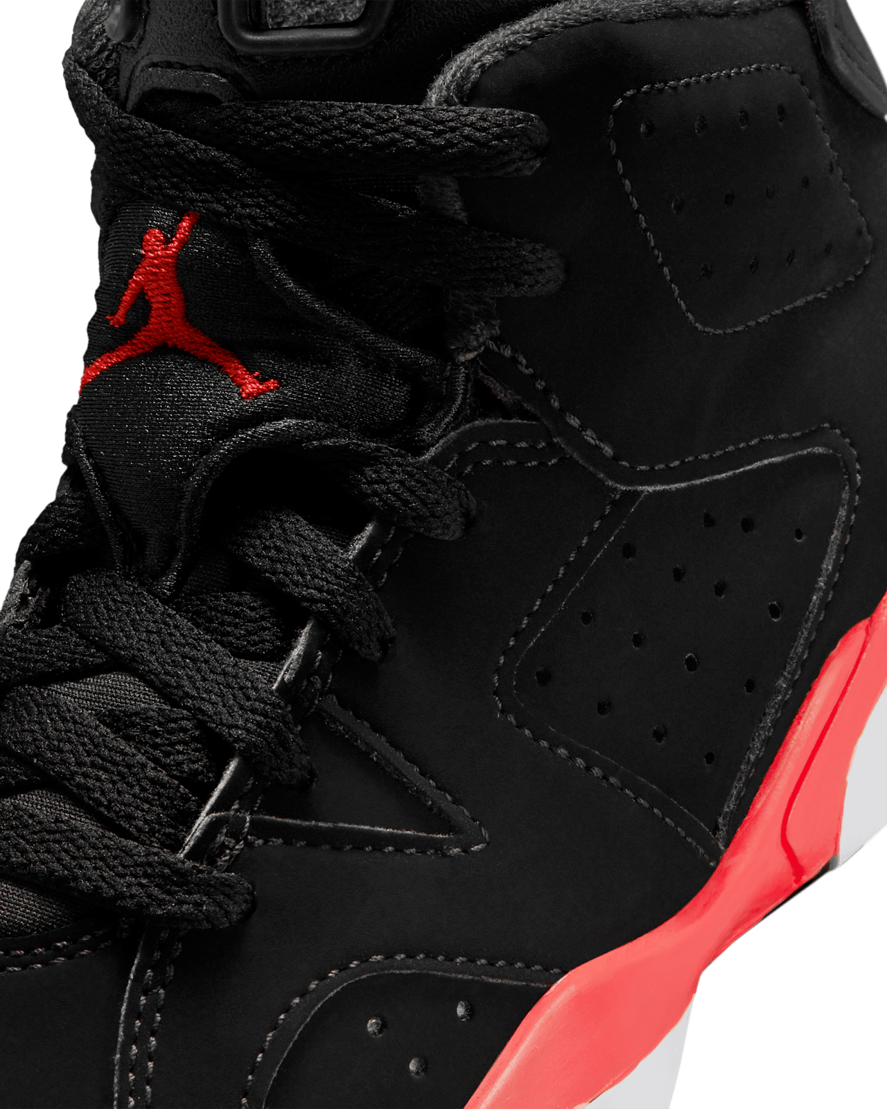 Little Kids' Jordan 6 Retro 'Infrared Salesman' Black and Light Crimson (IQ1277-001)