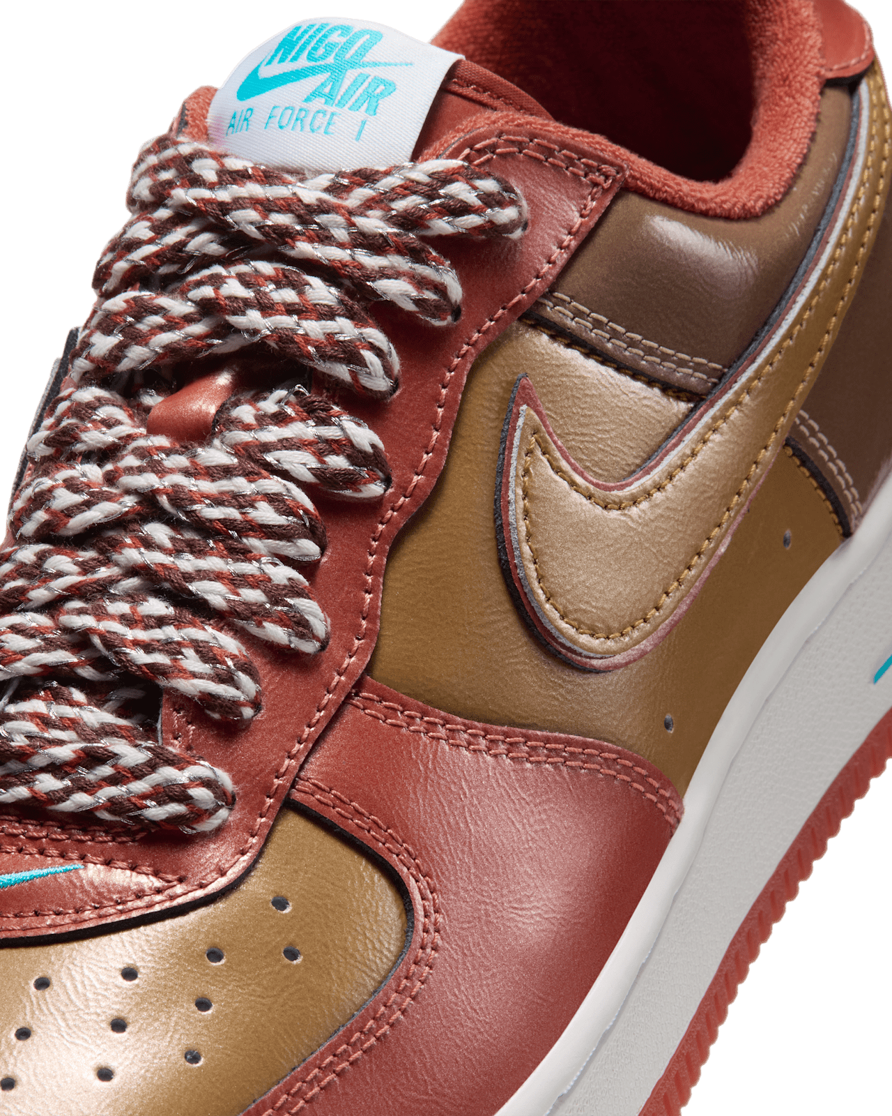 Releasedatum för Air Force 1 '01 x NIGO x J-HOPE "Burnt Sunrise and Metallic Gold" (IO8766-800)