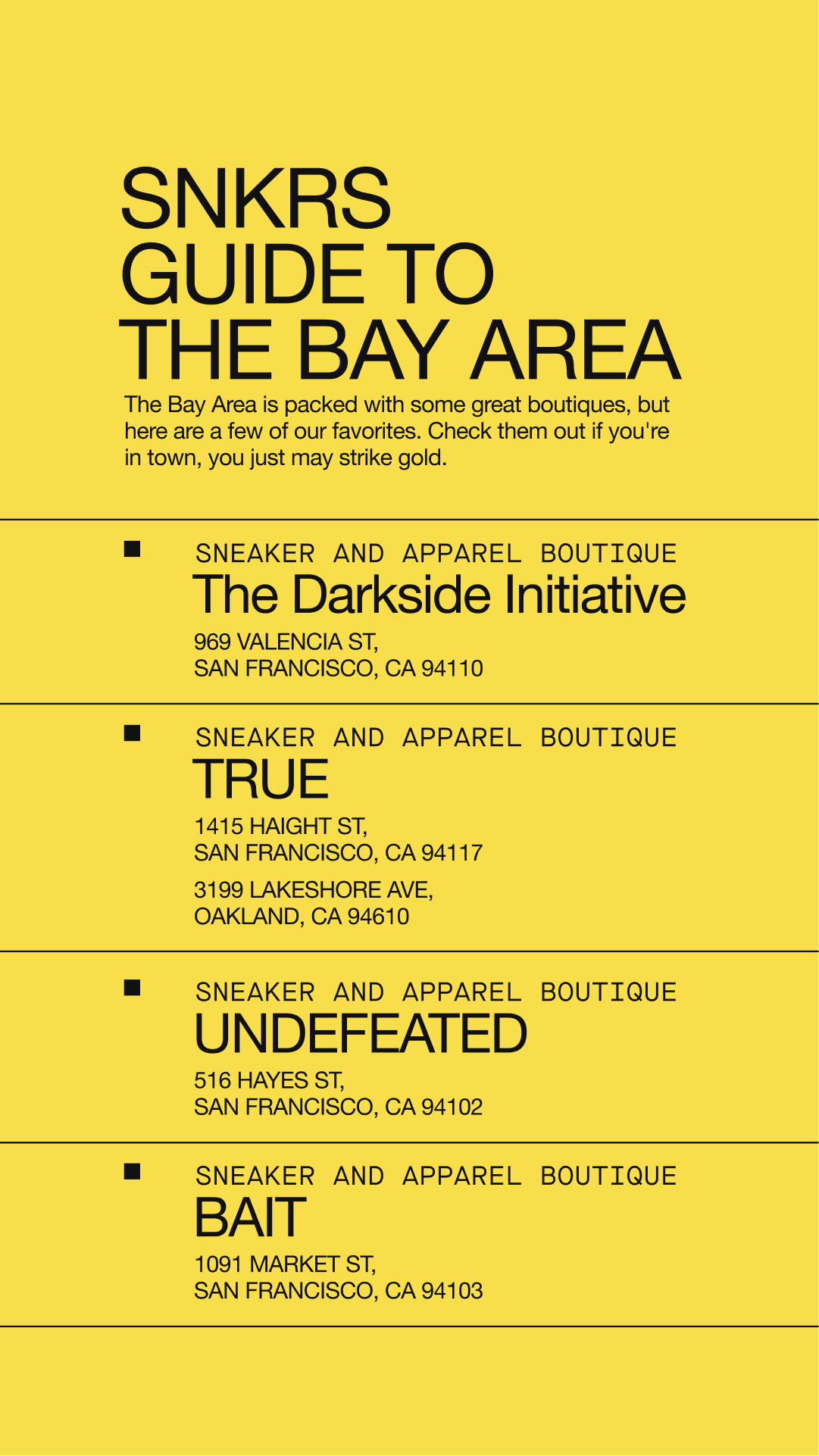 SNKRS Guide to the Bay Area