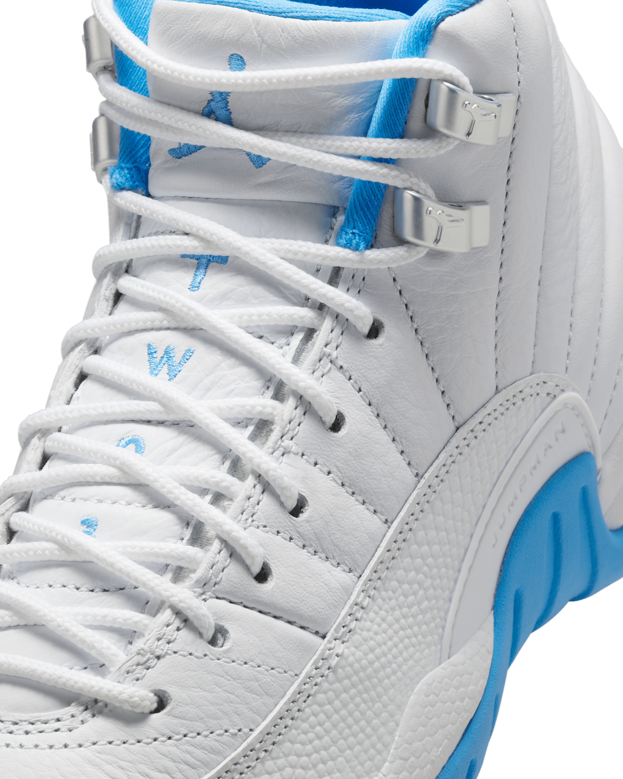 Big Kids' Air Jordan 12 'White and University Blue' (153265-112)