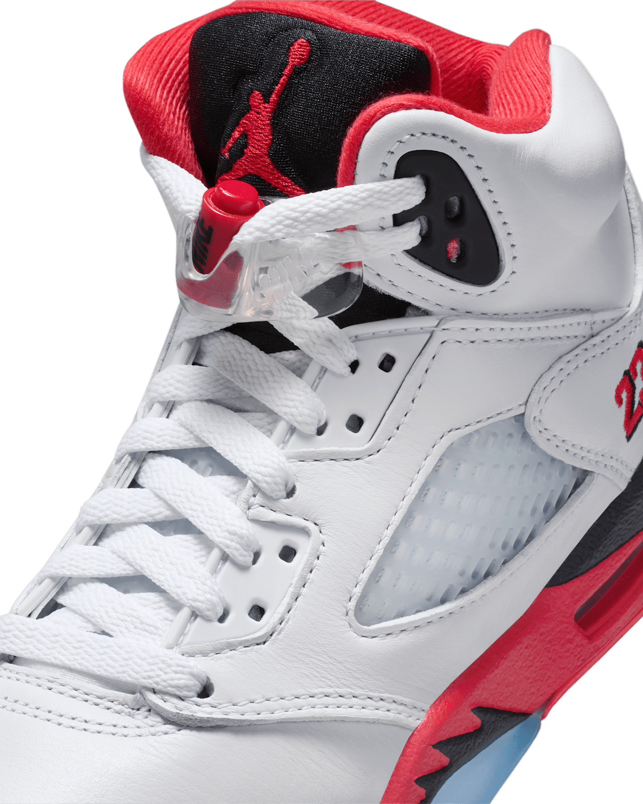 Big Kids' Air Jordan 5 'Fire Red' "Black Tongue" (HQ7980-101)