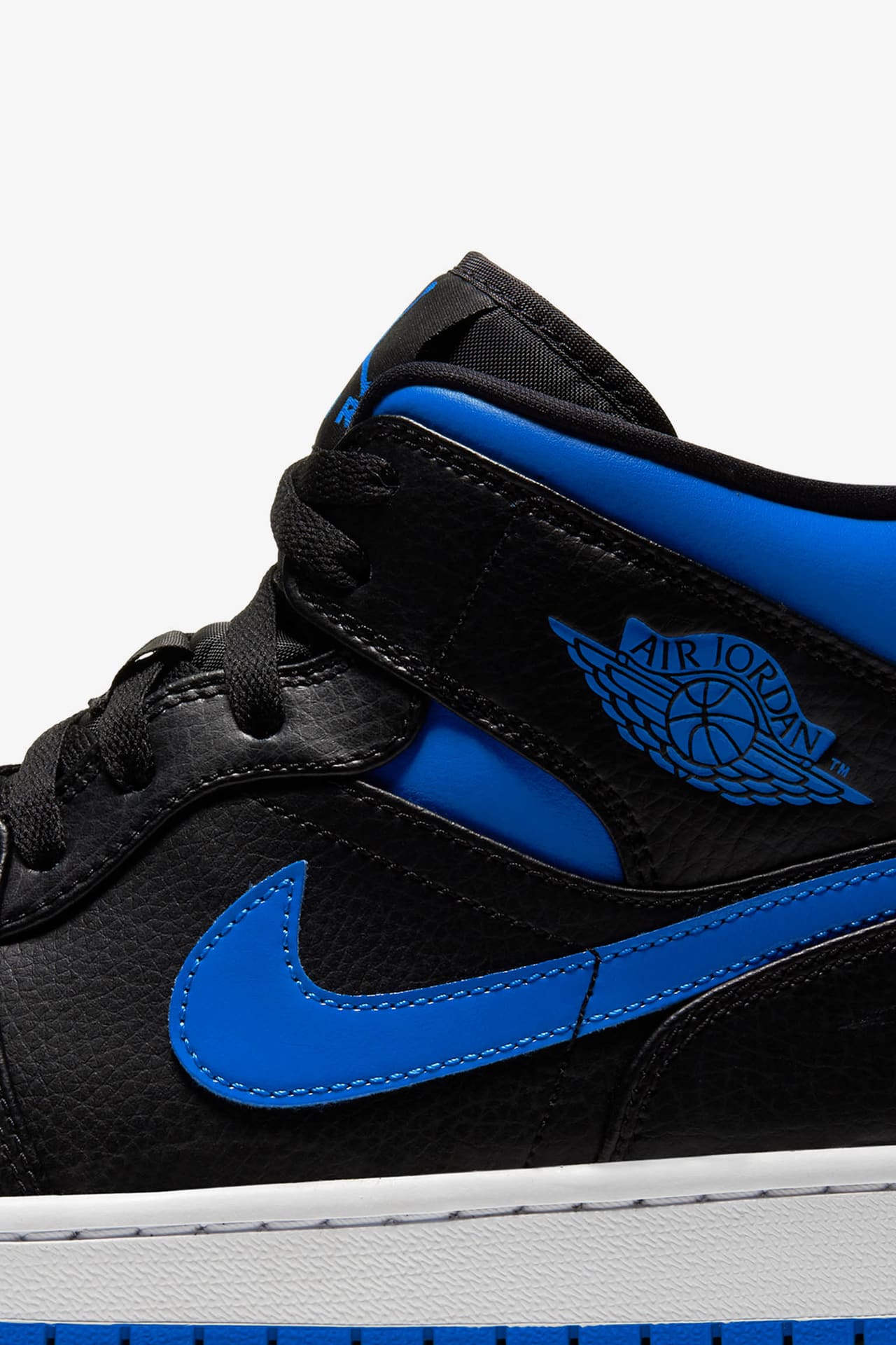 Nike air jordan 1 mid black/hyper royal-white best sale