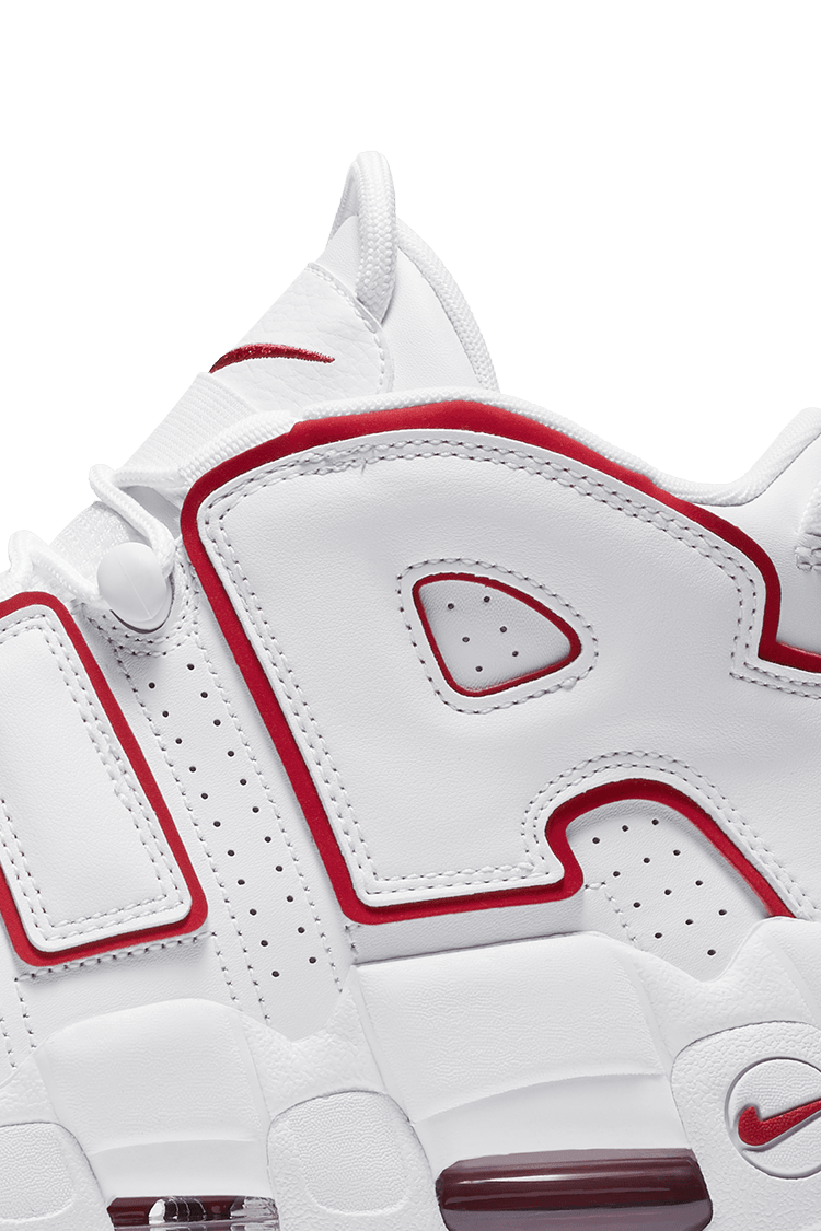 Nike uptempo red and white best sale