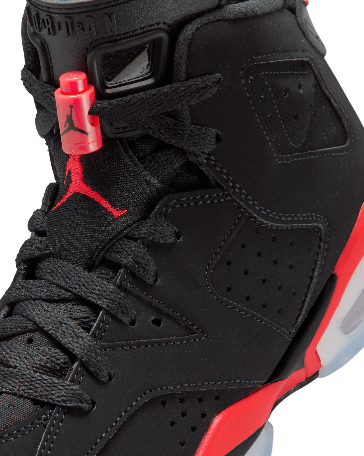 Big Kids' Air Jordan 6 Retro 'Infrared Salesman' Black and Light Crimson (IQ1275-001)