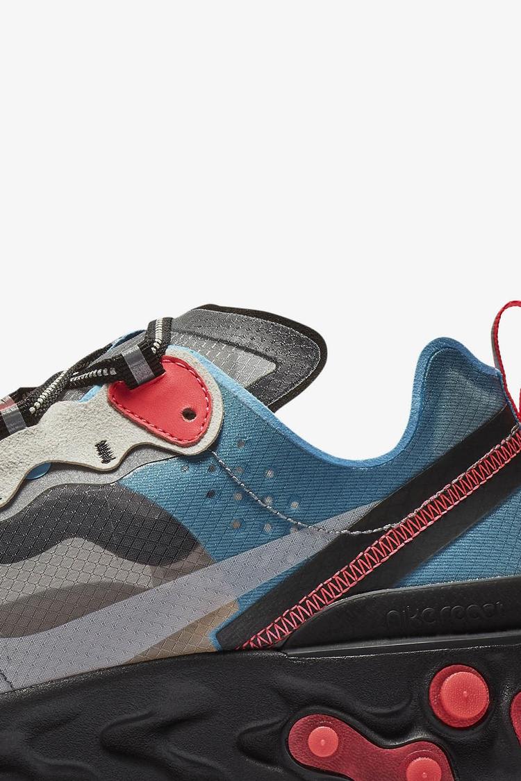 Nike React Element 87 'Solar Red & Black & Blue Chill' Release Date