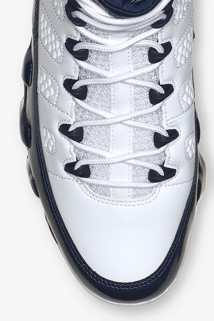 Jordan retro 9 navy blue and white deals