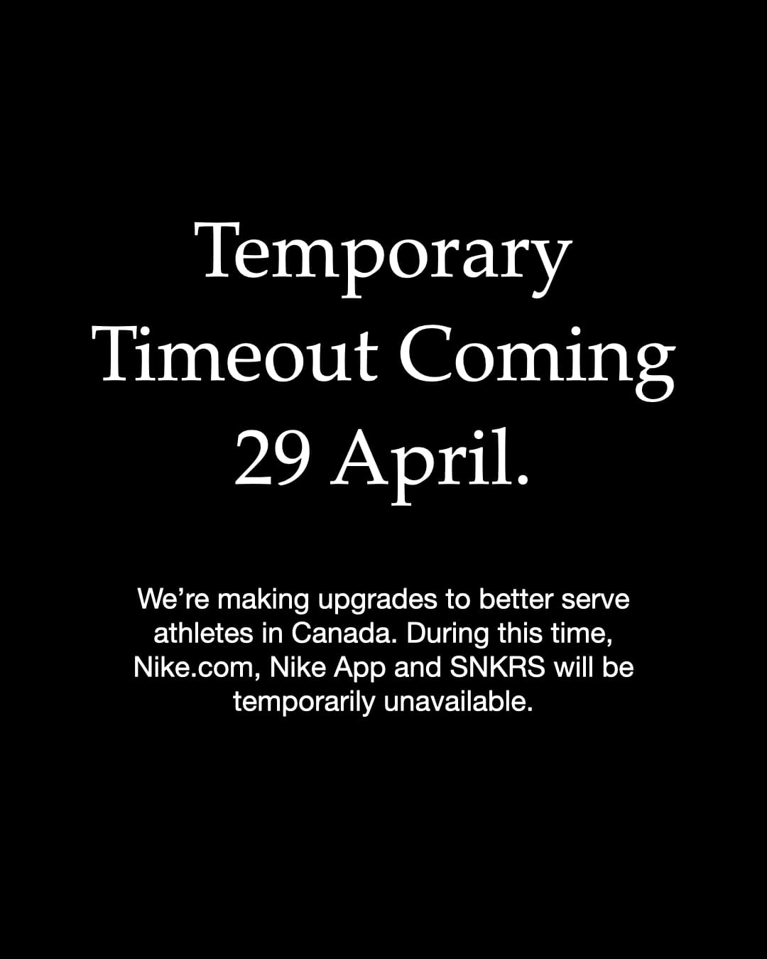 Canada Time-Out Announcement 