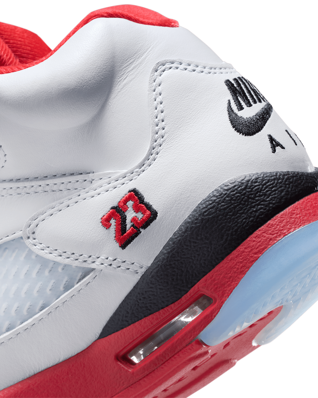 Big Kids' Air Jordan 5 'Fire Red' "Black Tongue" (HQ7980-101)