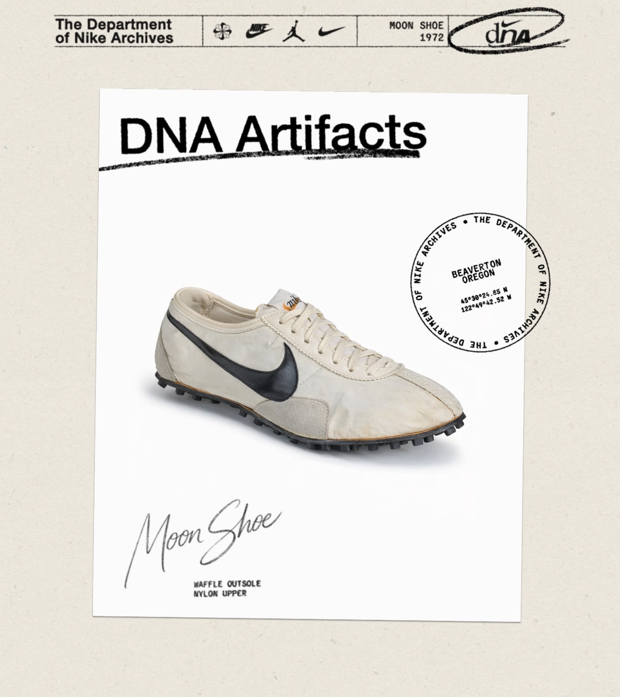 DNA アーティファクト:ナイキ ムーンシューズ