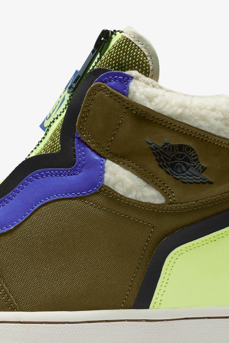 Women's Air Jordan 1 High Zip 'Olive Flak & Volt Glow & Beach' Release Date