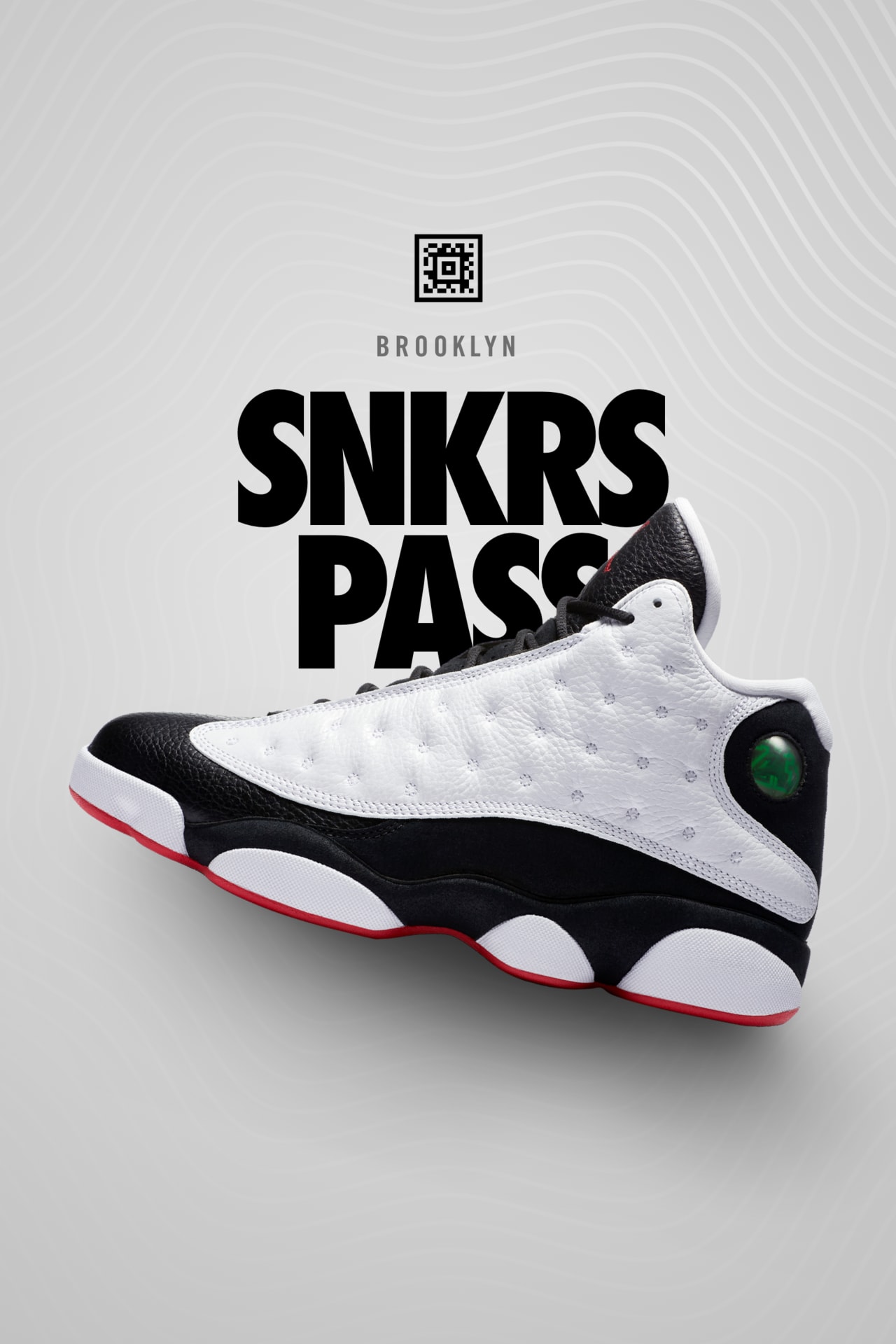 Air Jordan 13 White Black True Red SNKRS Pass Brooklyn. Nike SNKRS