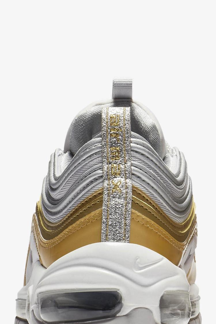 97 Vast Grey and Metallic Gold and Metallic Silver Nike SNKRS