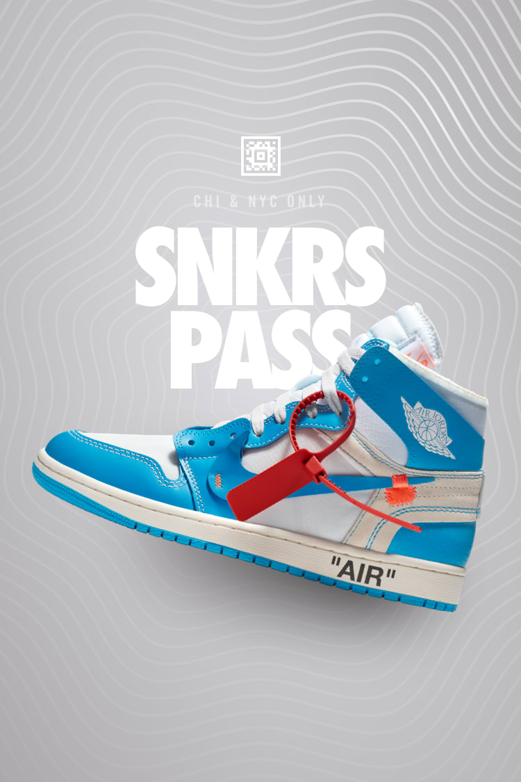 The Ten Air Jordan 1 Off White Powder Blue SNKRS Pass NYC CHI. Nike SNKRS