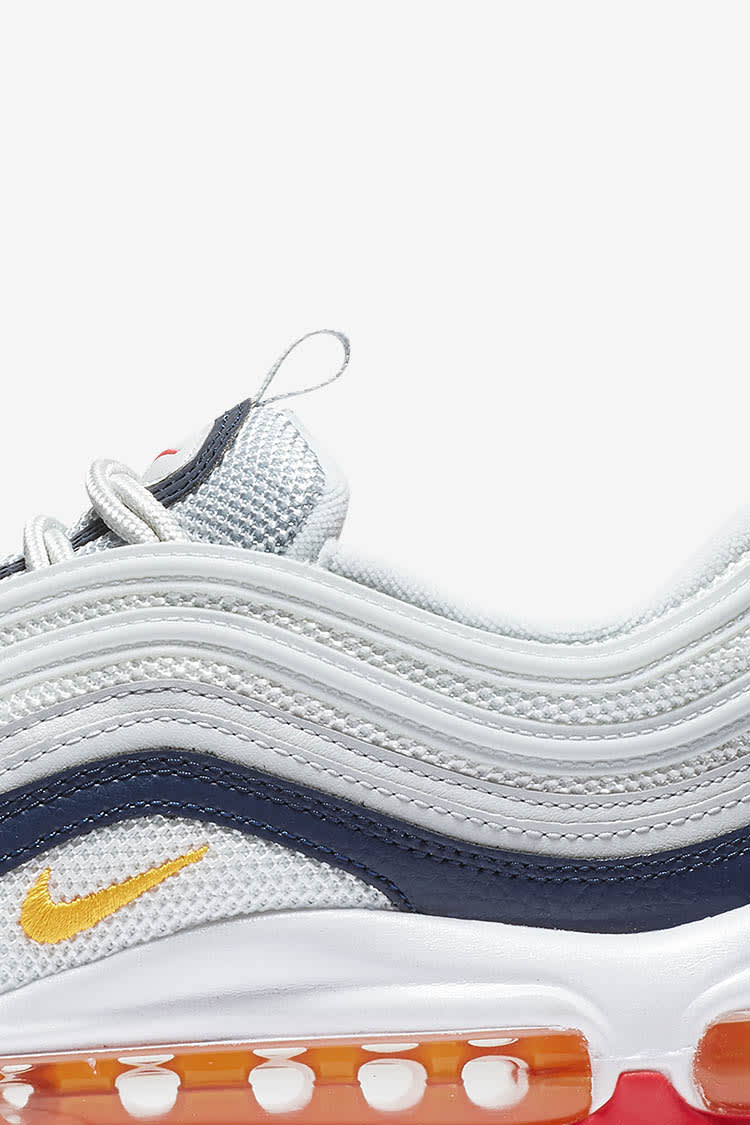 Womens Air Max 97 'Pure Platinum & Midnight Navy & Laser Orange' Release Date